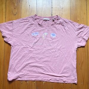 Pink Graphic T-Shirt with Floral Design